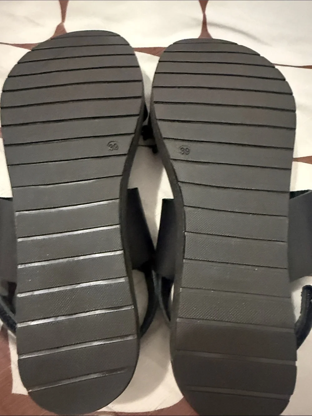 French Connection Black Slide Sandals with Yellow Floral Bead Accents